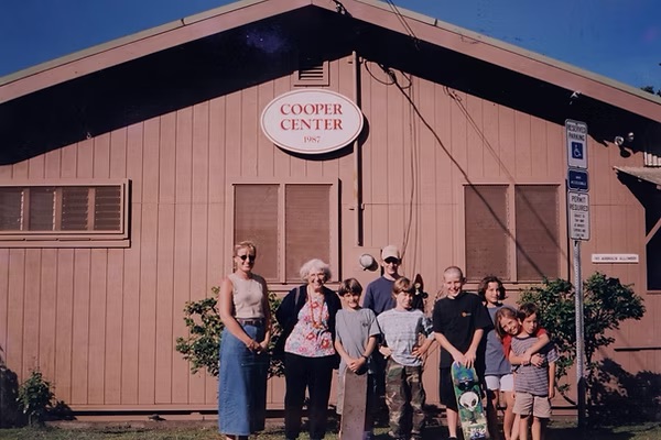 A group of Volcano residents pose outside Cooper Center in the 1980s.