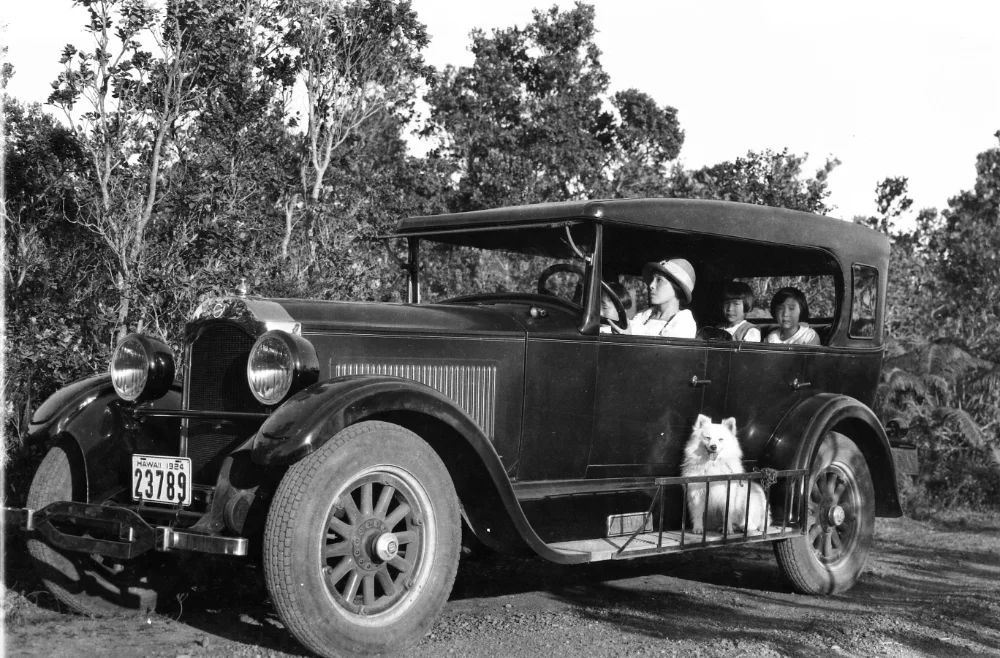 Tsuchiya family riding in a car.